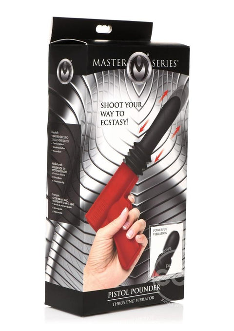 Master Series Thrusting Pistol Rechargeable Silicone Vibrator - Red/Black Vibrators