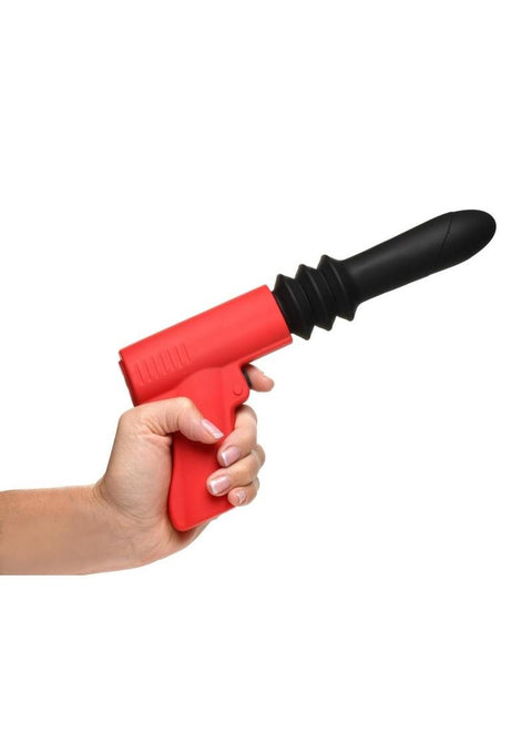 Master Series Thrusting Pistol Rechargeable Silicone Vibrator - Red/Black Vibrators
