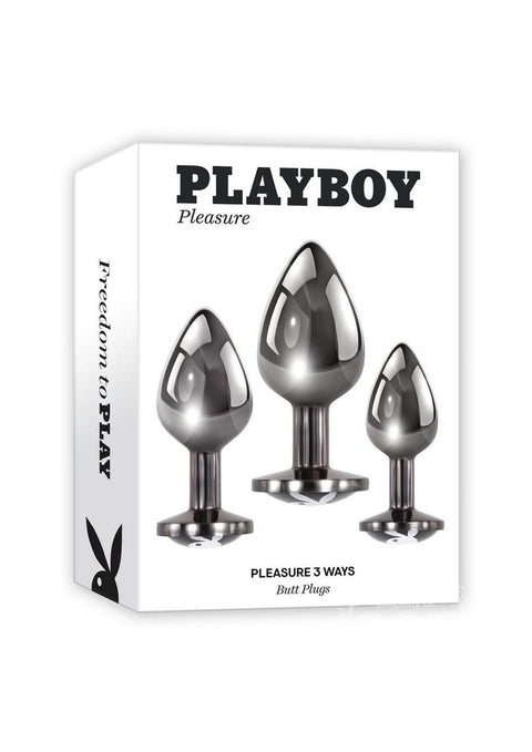 Playboy Pleasure 3 Ways Metal Anal Training Kit (3 Piece) - Black