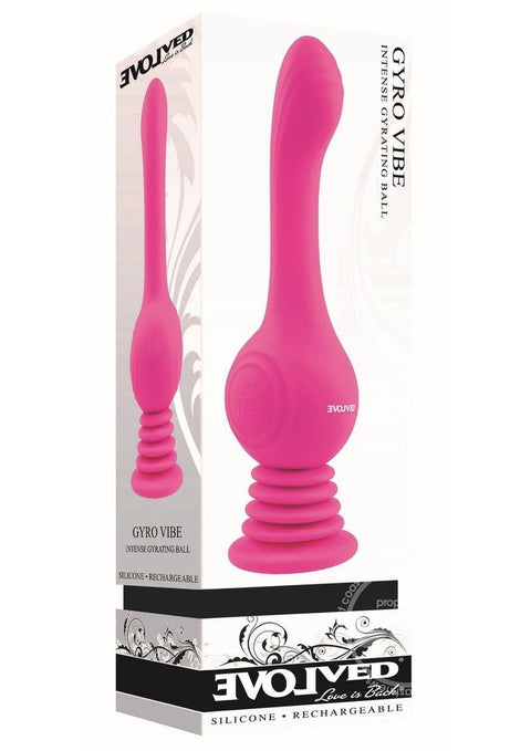 Gyro Vibe Rechargeable Silicone Vibrator with Suction Cup - Pink