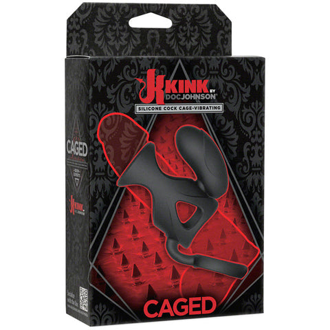 Kink Caged Silicone Cock Cage Vibrating Black