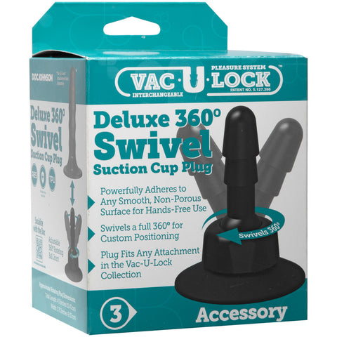 Vac-U-Lock Deluxe 360° Swivel Suction Cup Plug Black