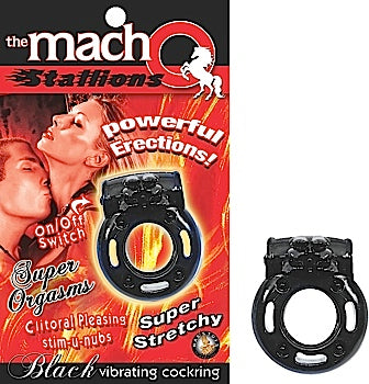 The Macho Stallions Vibrating Cockring Black