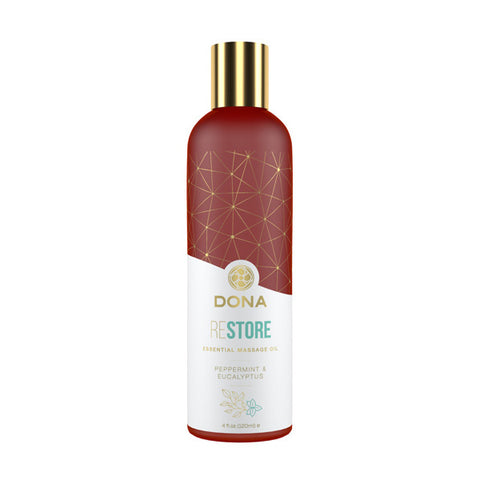 Dona Essential Massage Oil Restore Peppermint & Eucalyptus 4 oz.