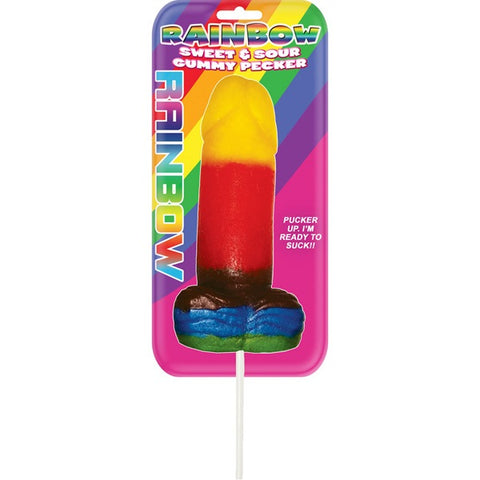 Sweet & Sour Jumbo Rainbow Gummy Cock Pop