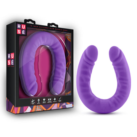 Ruse 18" Silicone Slim Double Dong Hot Purple