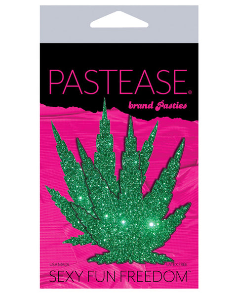 Pastease Glitter Marijuana Leaf - Green O/S Lingerie