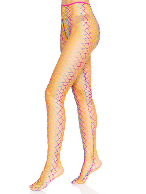 Ombre rainbow woven net tights