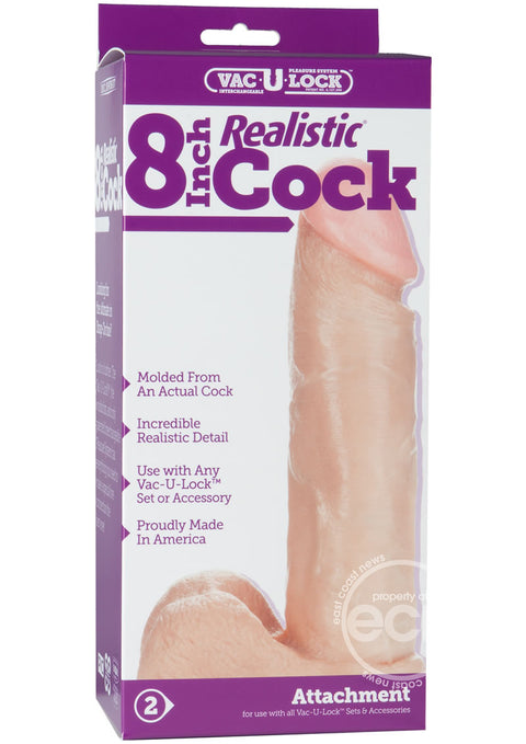 Vac-U-Lock Realistic Dildo 8in - Vanilla