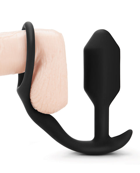 b-Vibe Snug & Tug Weighted Silicone & Penis Ring - 128 g Black