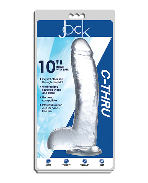 Jock C-Thru Dildo w/Balls - 10 Inch