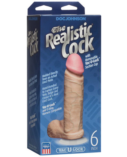 6" Realistic Cock w/Balls - White