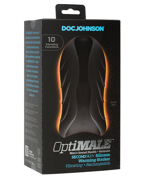 OptiMALE SECONDSKYN Silicone Warming Stroker - Black/Slate