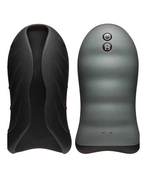 OptiMALE SECONDSKYN Silicone Warming Stroker - Black/Slate