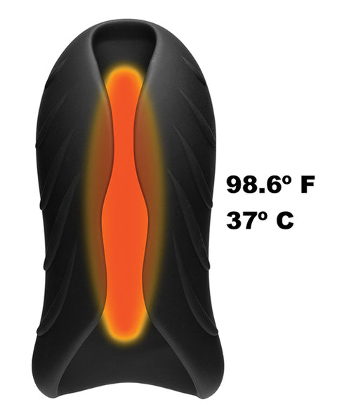 OptiMALE SECONDSKYN Silicone Warming Stroker - Black/Slate