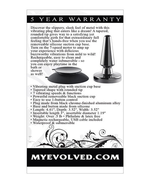 Evolved Beginner Vibrating Rechargeable Metal Plug - Black