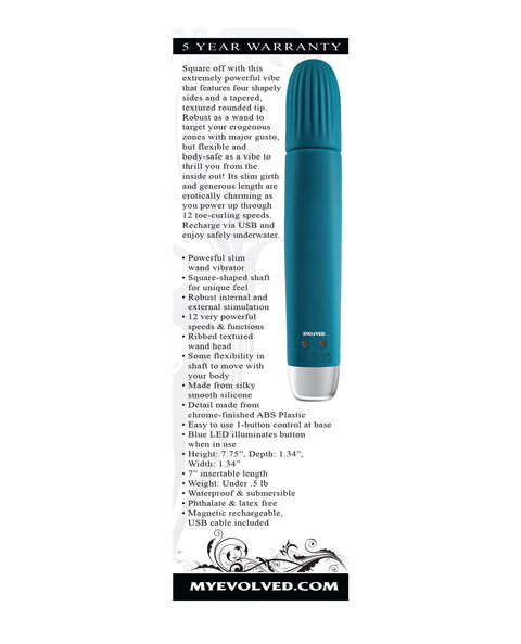 Evolved Super Slim Wand - Teal Vibrators