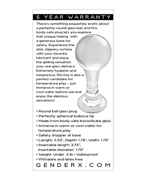 Gender X The Baller Glass Plug - Clear Anal Products
