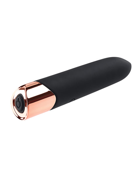 Gender X The Gold Standard Rechargeable Silicone Bullet - Black/Rose Gold