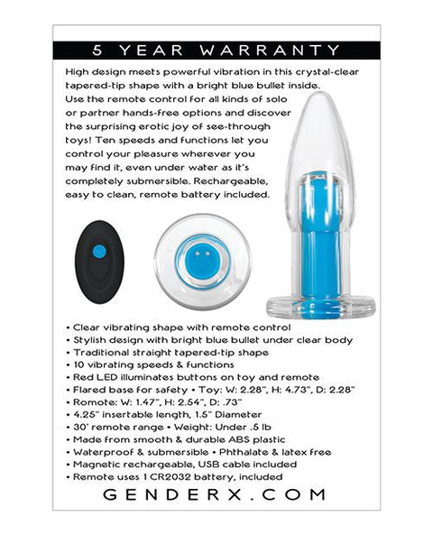 Gender X Electric Blue - Clear/Blue Anal Products