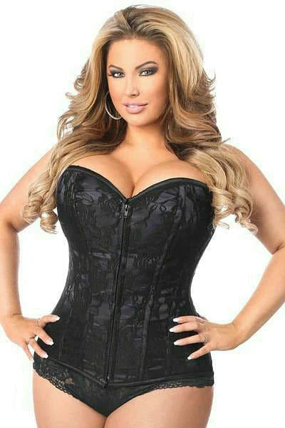 Lavish Black Lace Front Zipper Corset 2X Lingerie