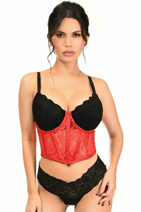 Lavish Red Sheer Lace Underwire Waist Cincher Corset 2X Lingerie