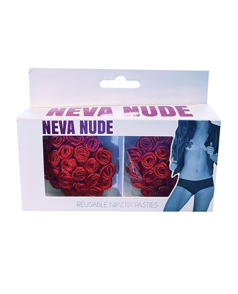 Neva Nude Burlesque First Impression Roses Reusable Silicone Nipztix - Red O/S Costumes