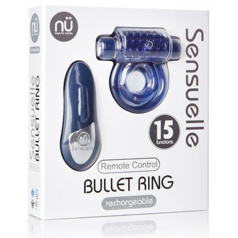 Nu Sensuelle Remote Control Rechargeable Bullet Ring - Blue