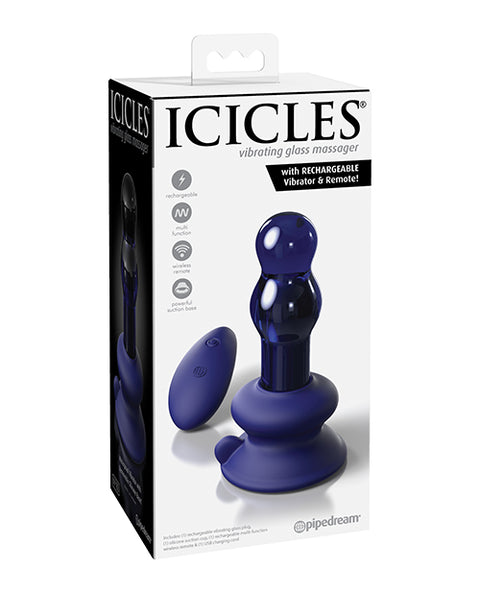 Icicles No. 83 Rechargeable Glass Plug with Remote Control - Blue