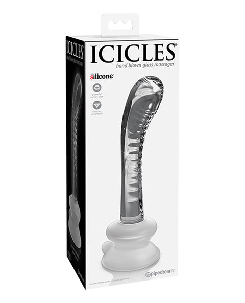 Icicles No. 88 Hand Blown Glass G-Spot Massager w/Suction Cup - Clear