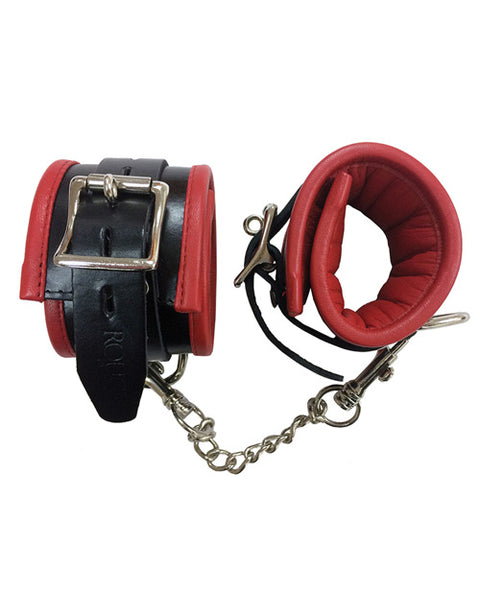 Rouge Padded Leather Wrist Cuffs - Black/Red