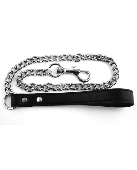 Rouge Leather Handle Lead Leash - Black Bondage & Restraints