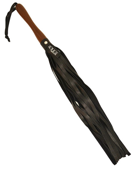 Rouge Leather Flogger w/Wooden Handle - Black
