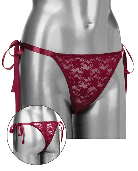 Remote Control Lace Thong Set - Burgundy