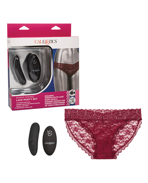 Remote Control Lace Panty Set-Burgandy L XL Vibrators