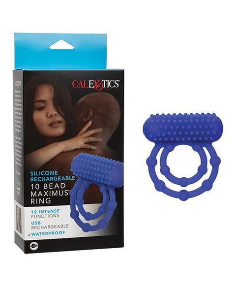 Silicone Rechargeable 10 Bead Maximus Ring - Blue