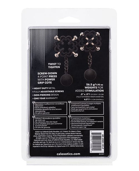 Nipple Grips Power Grip 4 Point Weighted Nipple Press - Black Bondage & Restraints