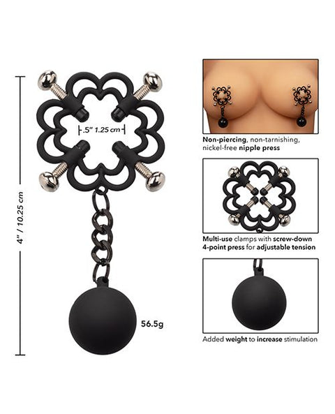 Nipple Grips Power Grip 4 Point Weighted Nipple Press - Black Bondage & Restraints
