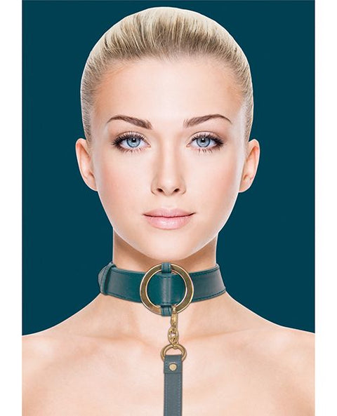 Shots Ouch Halo Collar w/Leash Green Bondage & Restraints
