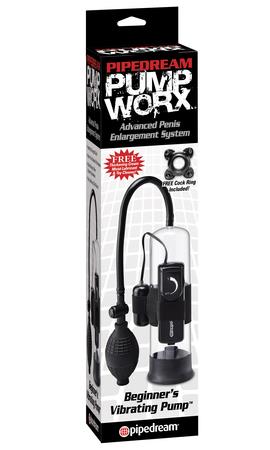 Pump Worx Beginner's Vibrating Pump Advanced Penis Enlargement System - Clear And Black