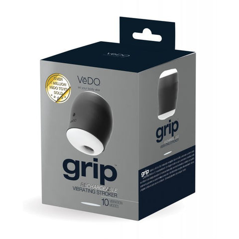 VeDO Grip Rechargeable Vibrating Sleeve - Just Black Dolls & Masturbators