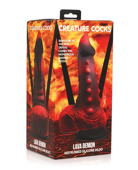 Creature Cocks Lava Demon Thick Nubbed Silicone Dildo - Black/Red