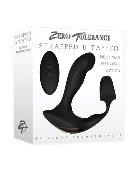 Strapped & Tapped Rechargeable Prostate Vibrator - Black