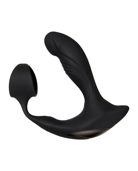 Strapped & Tapped Rechargeable Prostate Vibrator - Black