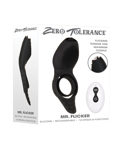 Mr. Flicker Vibrating Cock Ring - Black Penis Enhancement