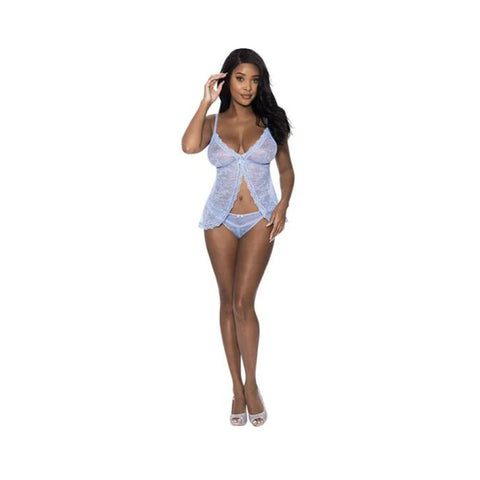 Ooh La Lace Babydoll & Split Crotch Panty Set Periwinkle