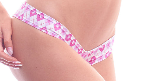 Argyle Hearts Print Scrunch Butt Sexy Micro Boyshort Panties Panties