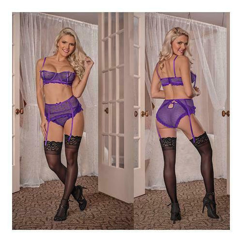 Unwrap Me Bra Garter & Panty Purple Lingerie