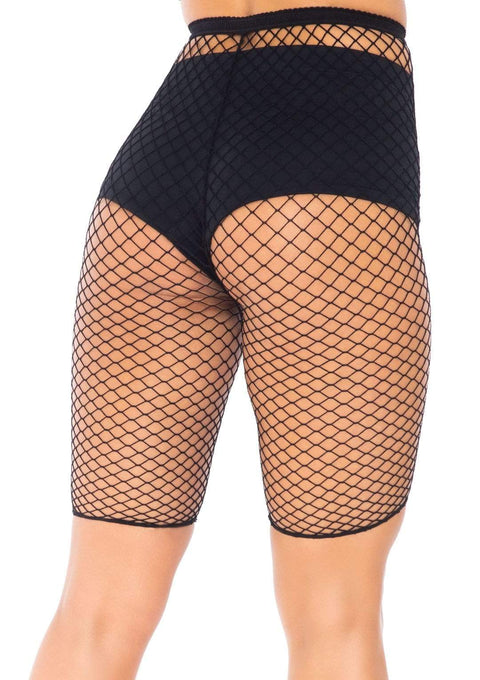 Industrial Fishnet Biker Shorts-Black